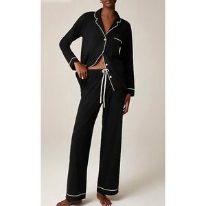 J.Crew Dreamy Cotton Blend‎ Pajama Pant Set Women's Size Small Black *SEE NOTE*